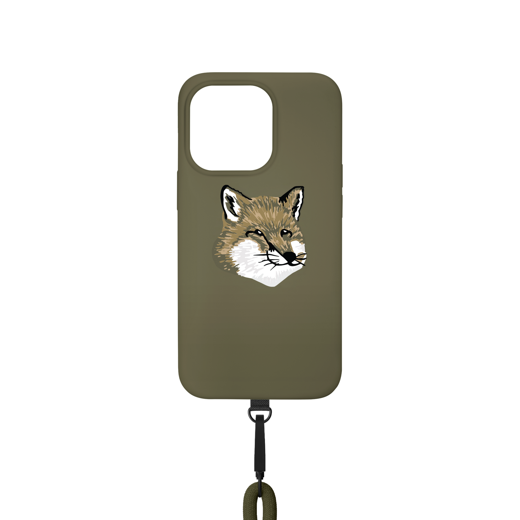 Monochrome Fox Head Sling Case for iPhone 14 Pro
